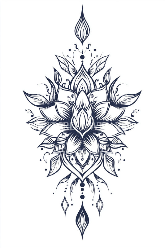 Lotus Nova Burst Tattoo Design