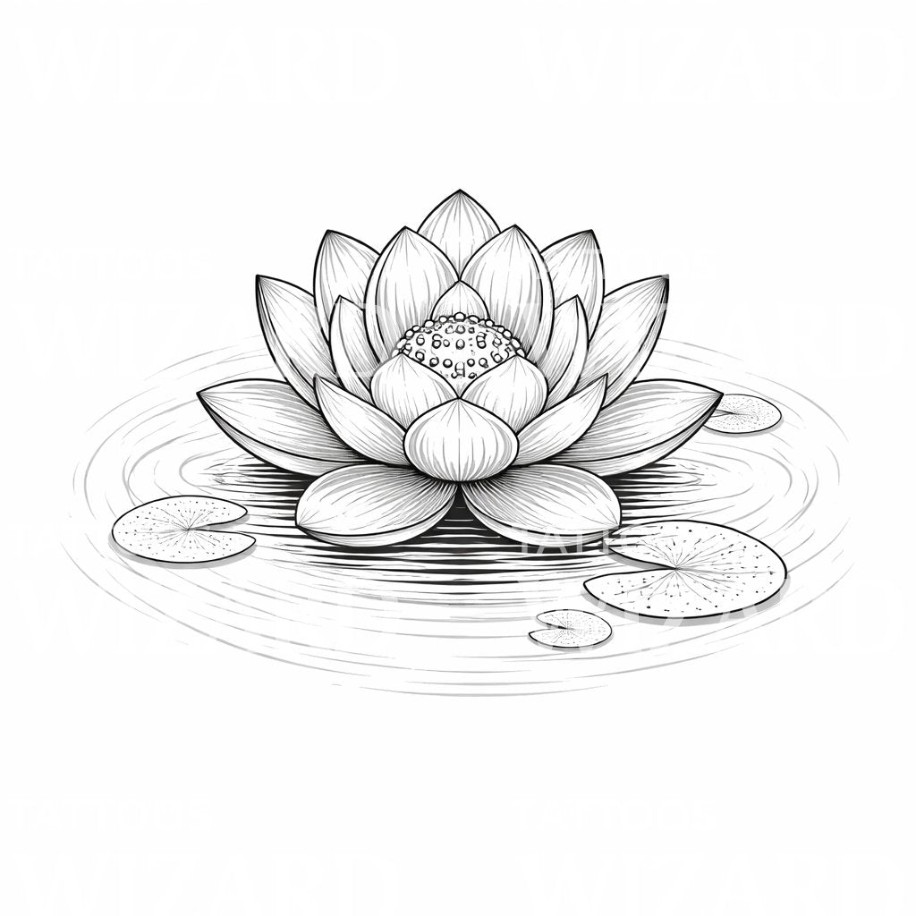 Lotus on Water Tattoo Design