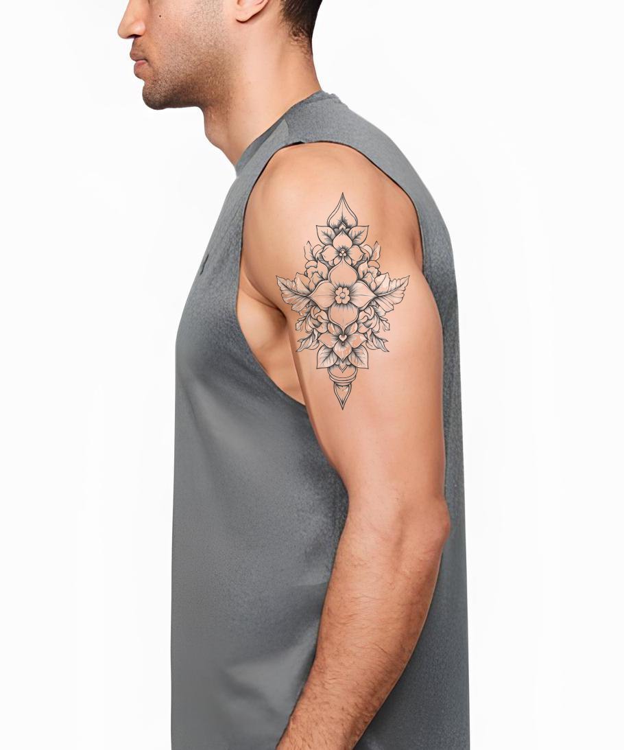 Ornamental Lotus Pendant Tattoo Design