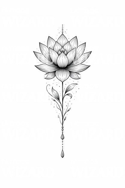 Lotus Pendant Tattoo Design