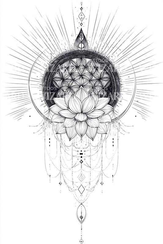 Lotus Portal Arch Tattoo Design