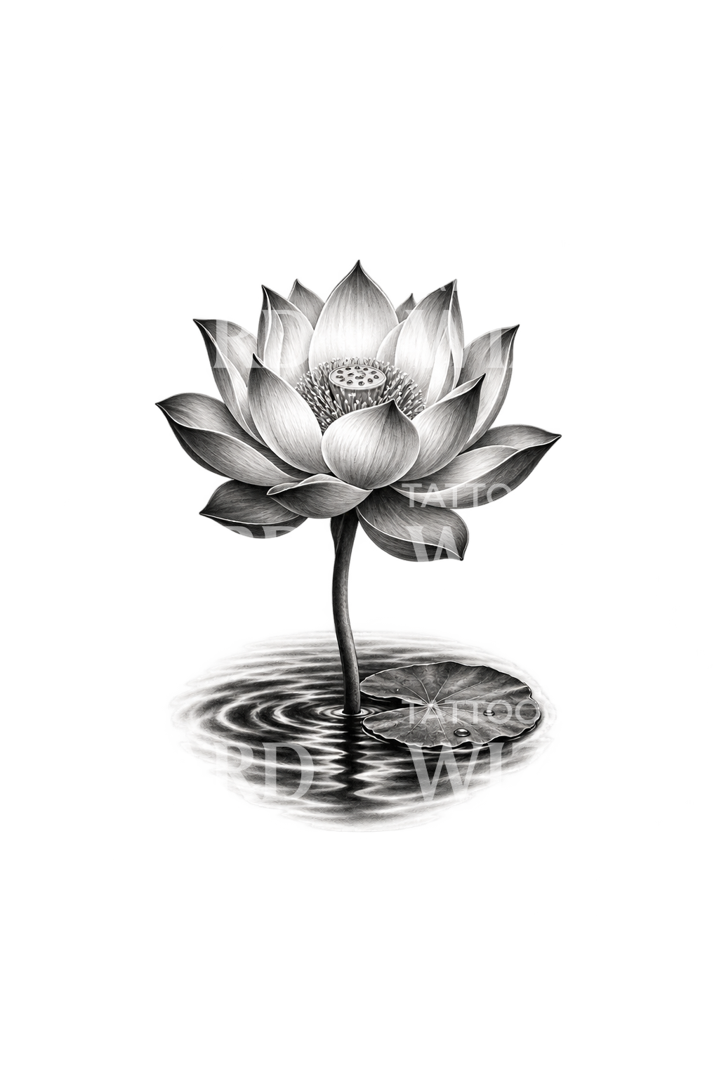 Lotus Rising from Dark Water Tattoo Design