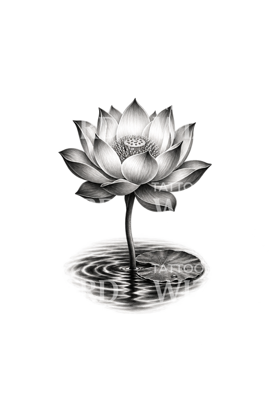 Lotus Rising from Dark Water Tattoo Design