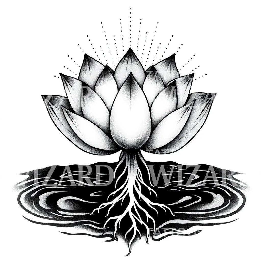 莲花根系纹身设计