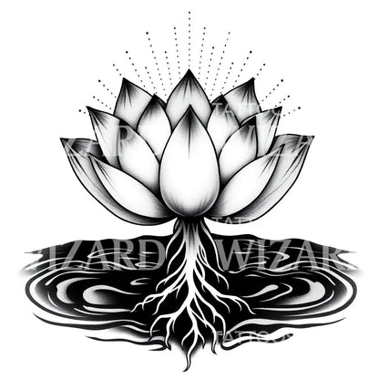 莲花根系纹身设计