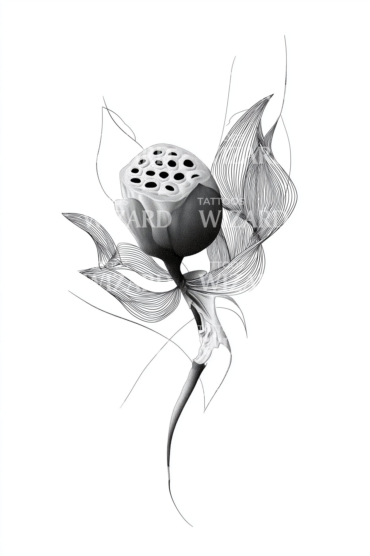 Lotus Seed Pod Tattoo Illustration