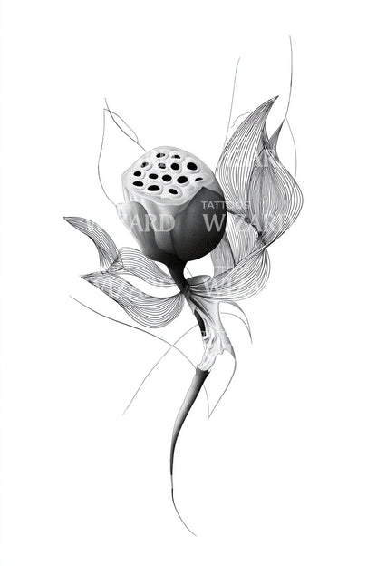 Lotus Seed Pod Tattoo Illustration