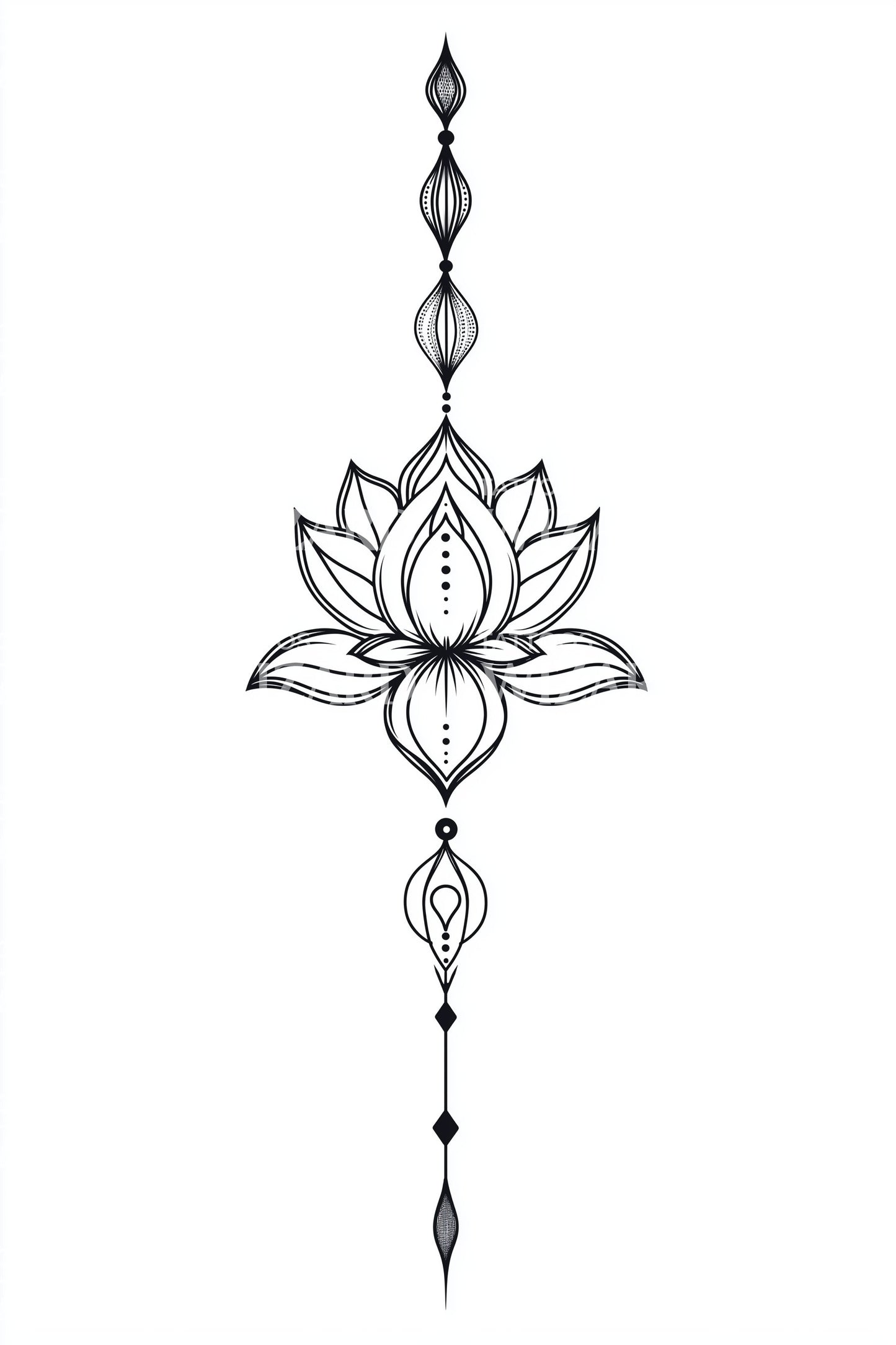 Lotus staf ornament tatoeage ontwerp