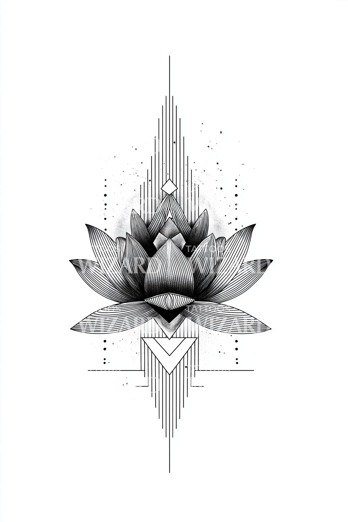 Diseño de tatuaje de geometría del Templo de Loto