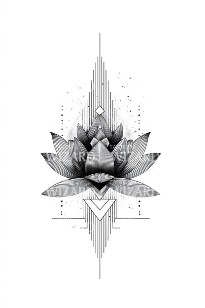 Design del tatuaggio geometrico del Tempio del Loto