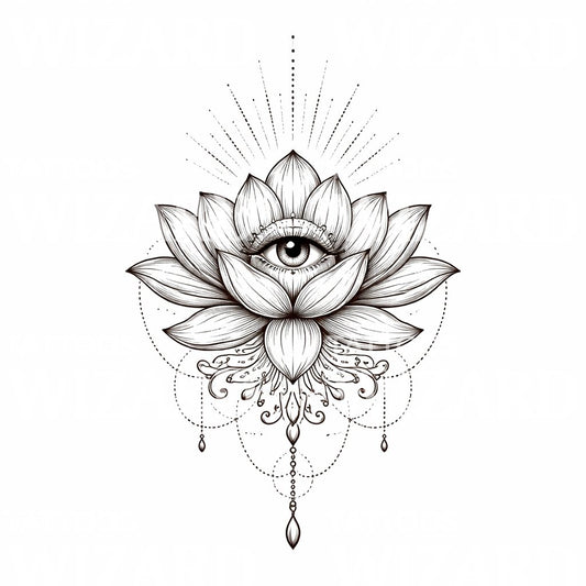 Lotus Third Eye Tattoo Design