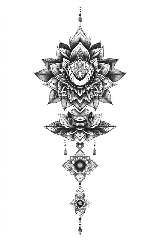 Design de tatouage totem de lotus