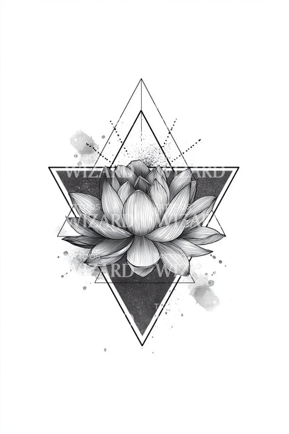 Lotus Triangle Emblem Tattoo Design