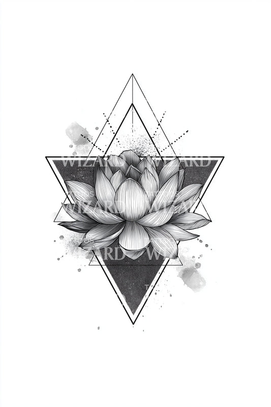 Lotus Triangle Emblem Tattoo Design