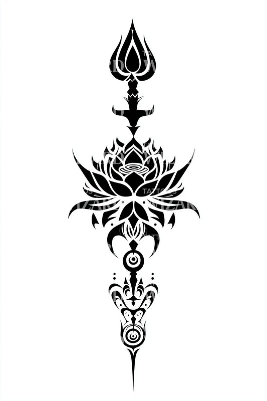 Lotus-Dreizack-Zepter Tattoo Illustration