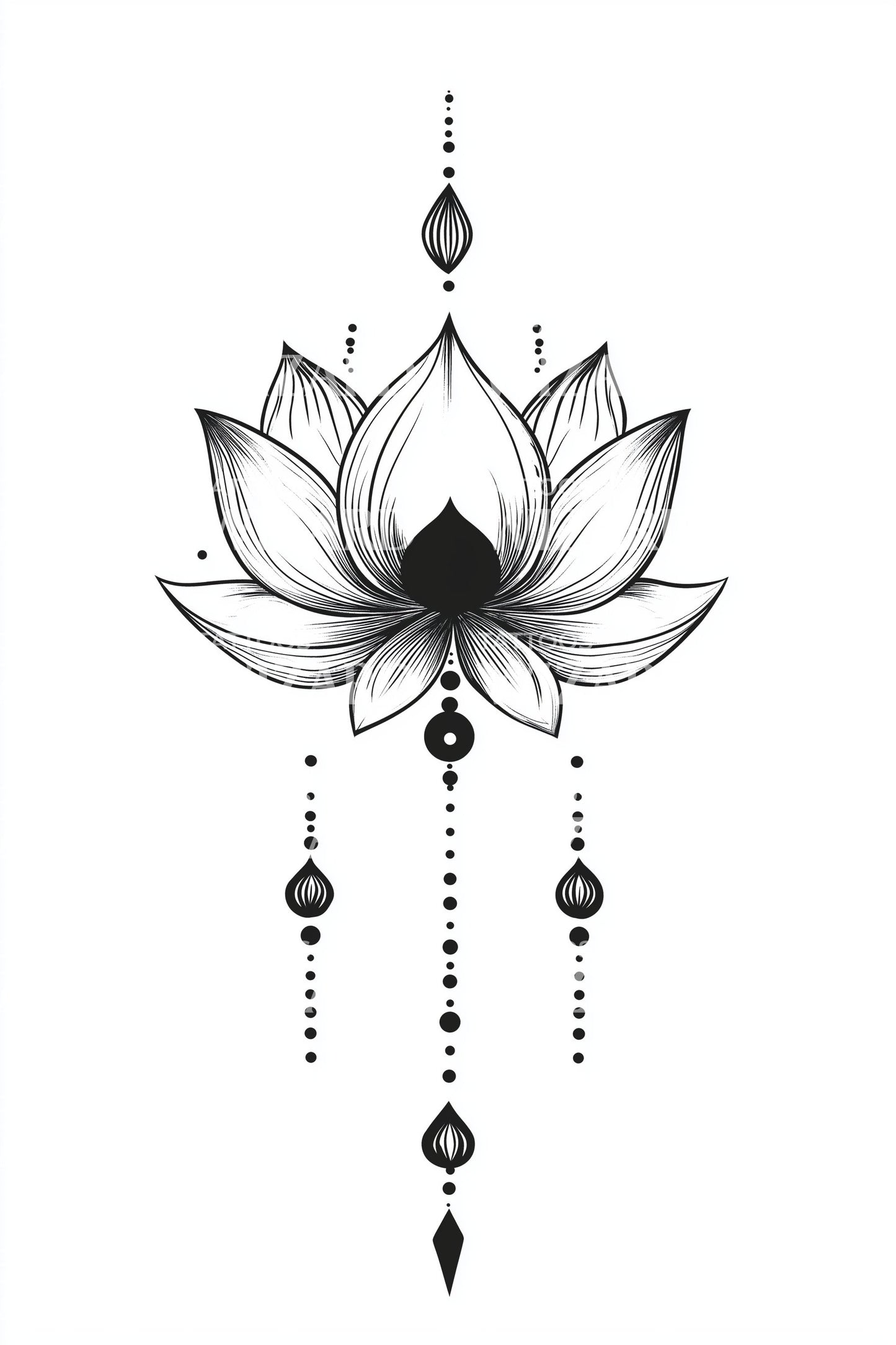Illustration de tatouage Ornements verticaux Lotus