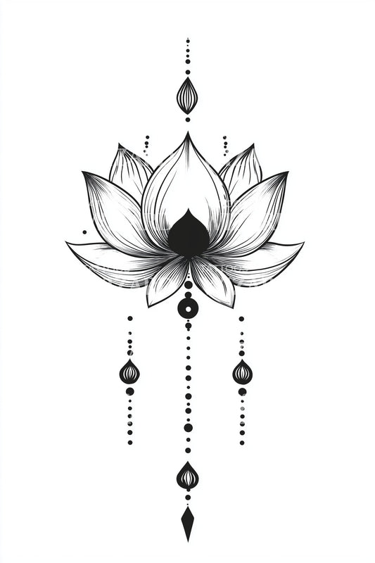 Illustration de tatouage Ornements verticaux Lotus
