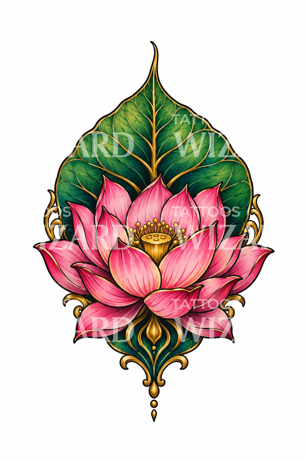 Lotus ve Bodhi Yaprağı Dövmesi
