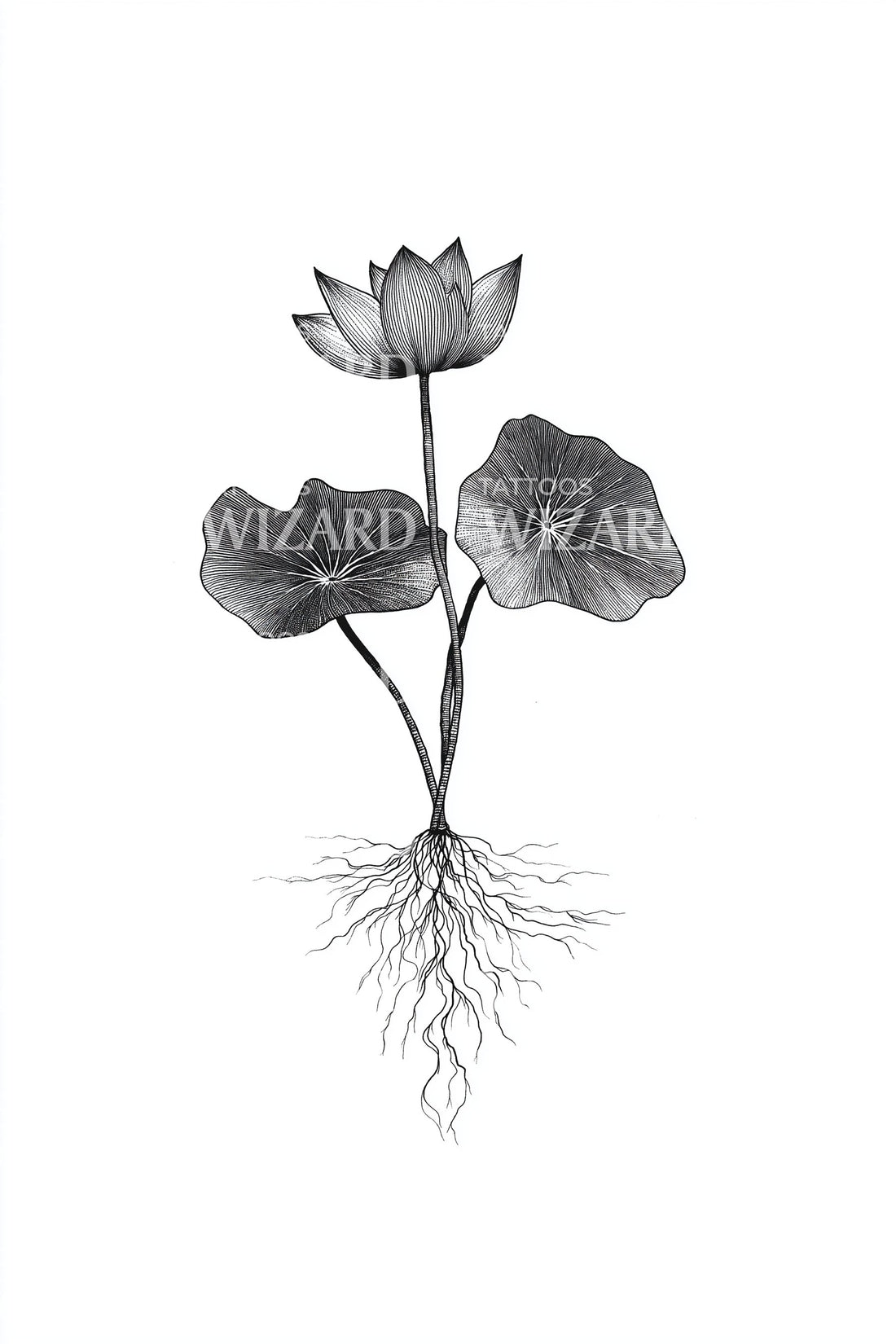 Lotus with Exposed Roots Tattoo Design – Tattoos Wizard Designs