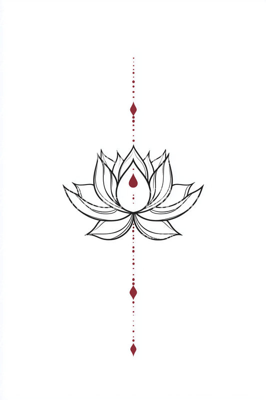 Idée de tatouage Lotus avec perles rouges