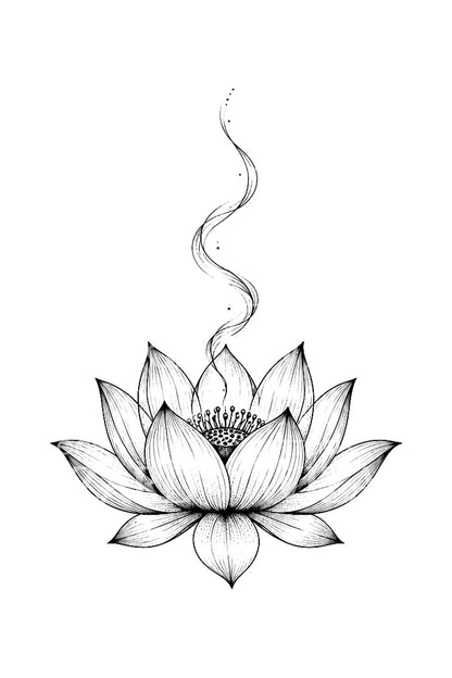 Lotus with Rising Thread of Smoke Tattoo Idea
