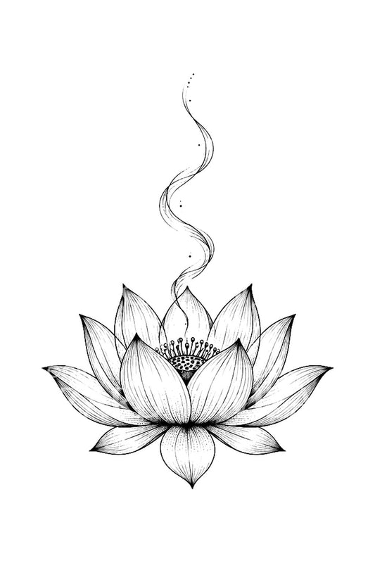 Lotus with Rising Thread of Smoke Tattoo Idea