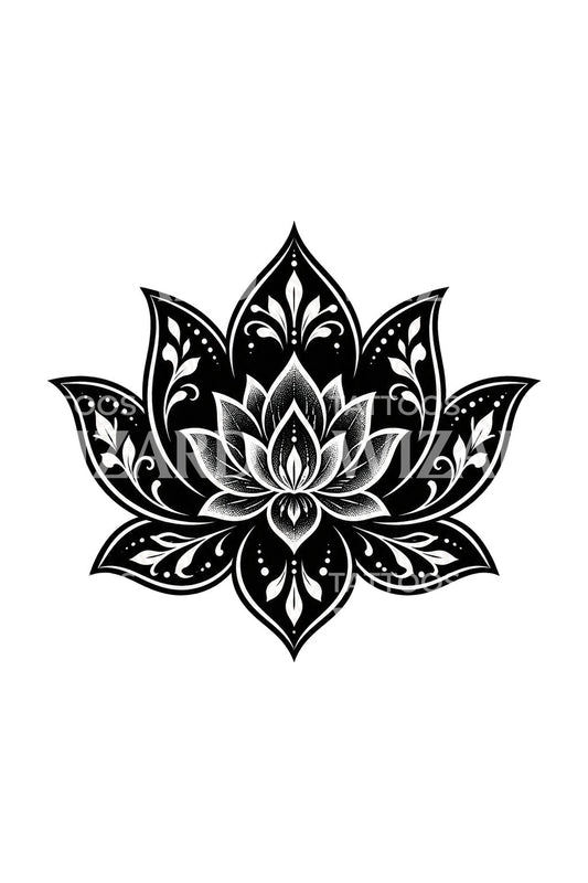 Lotus Within a Lotus Blackwork Tattoo Design