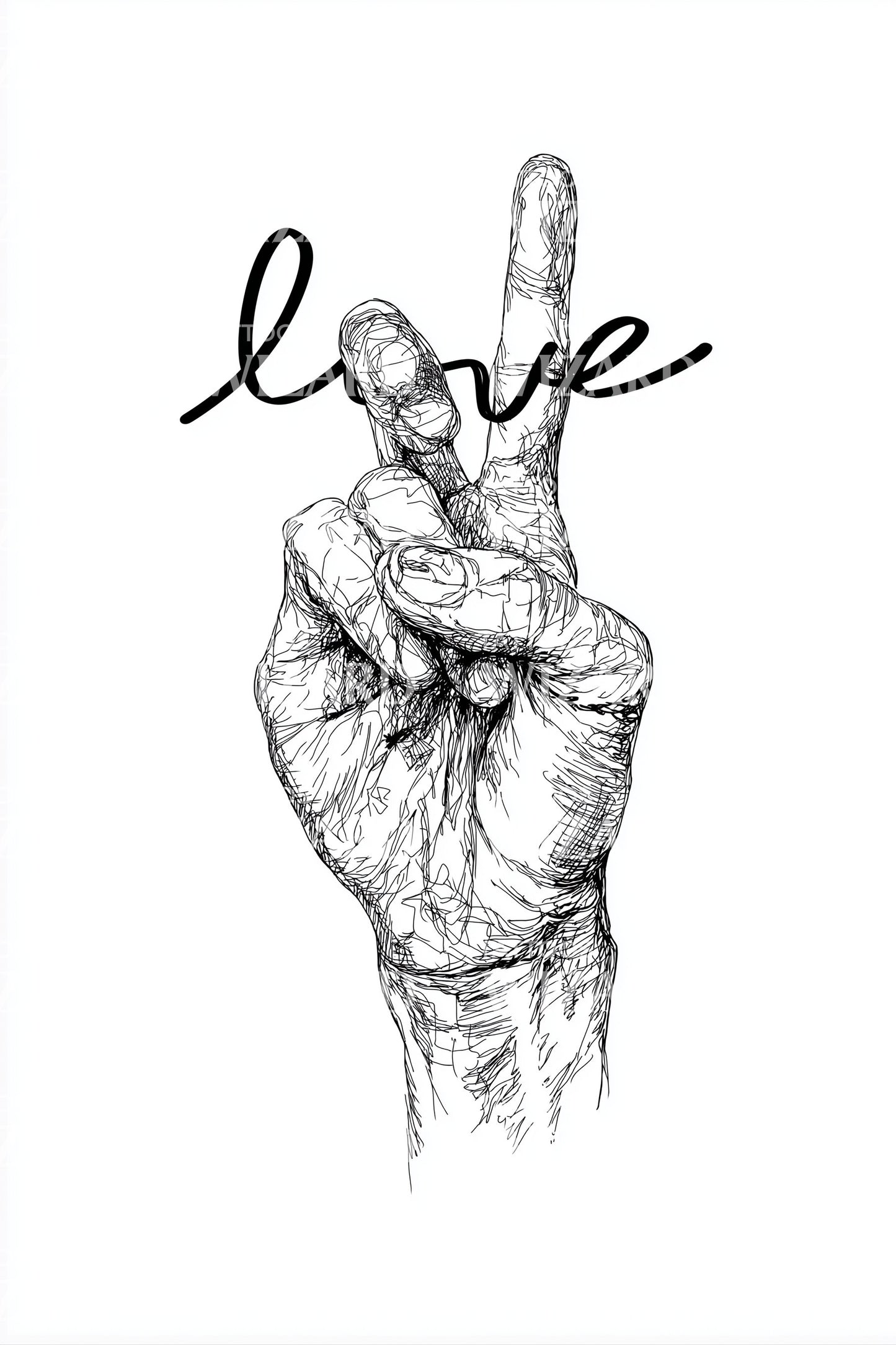 Love Peace Hand Tattoo Design