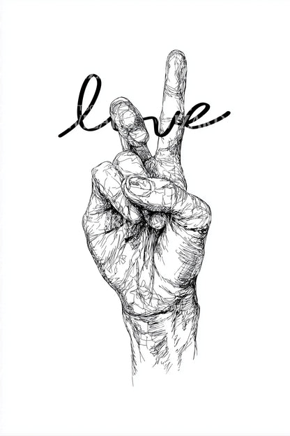 Love Peace Hand Tattoo Design