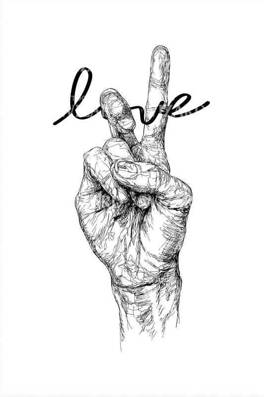 Love Peace Hand Tattoo Design