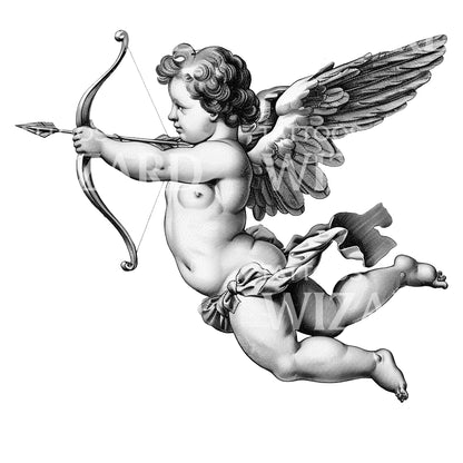 Lovely Cupid Depiction Tattoo Design