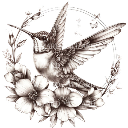 Lovely Hummingbird Tattoo Design