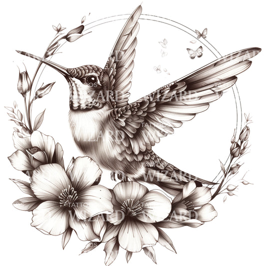 Belle conception de tatouage de colibri