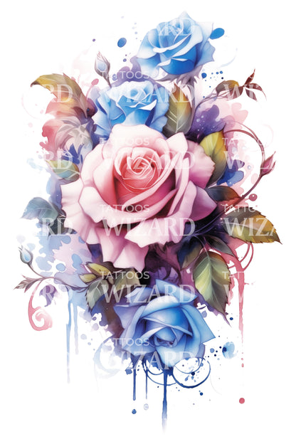 Lovely Roses in Watercolor Tattoo Design