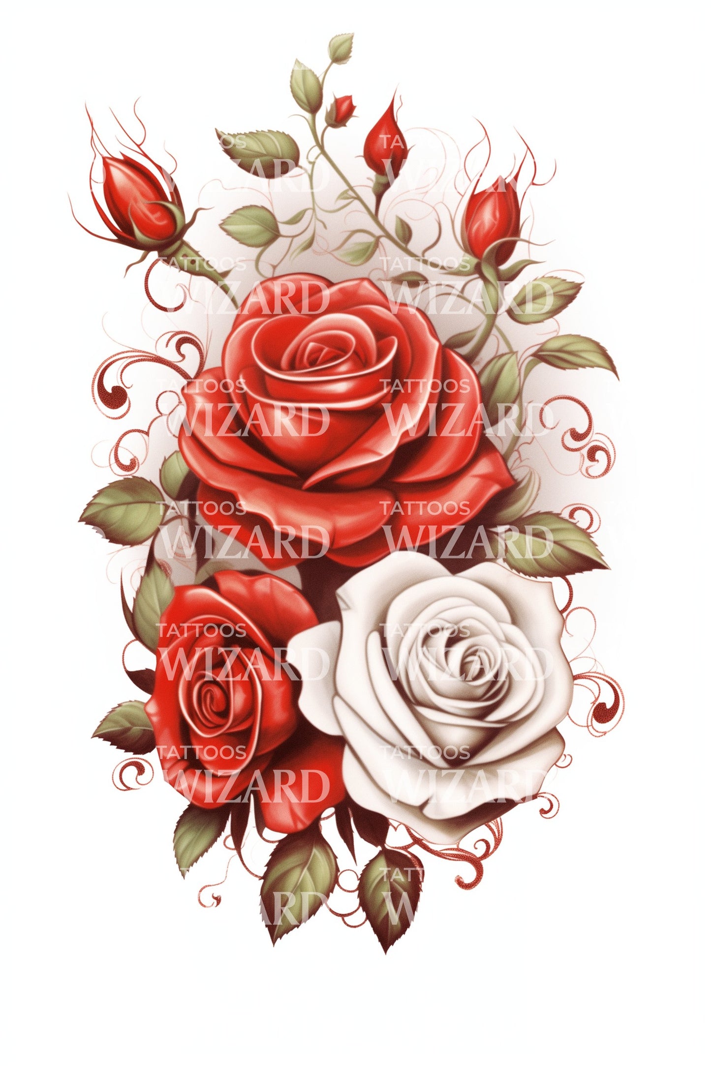 Lovely Roses Tattoo Design