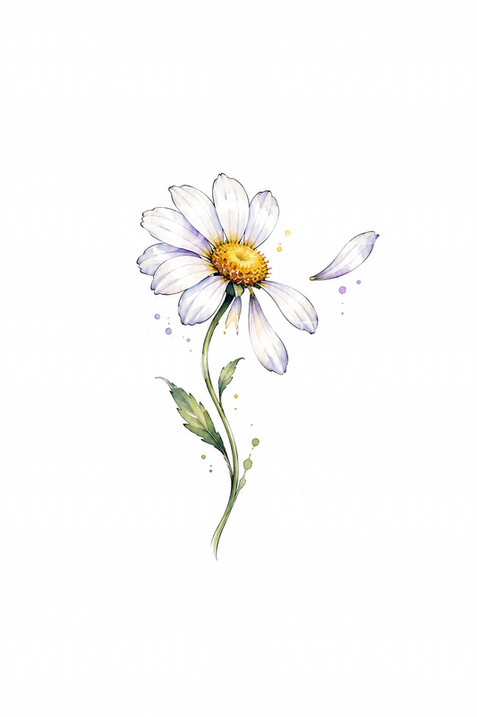 Akvarell margarétás tetoválásötlet: Szeret, nem szeret