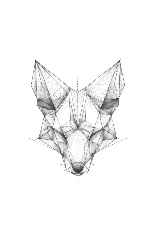 Low Poly Ræv Hoved Tatoveringsdesign