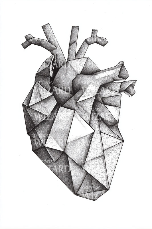 Low Poly Heart Form Tattoo Design