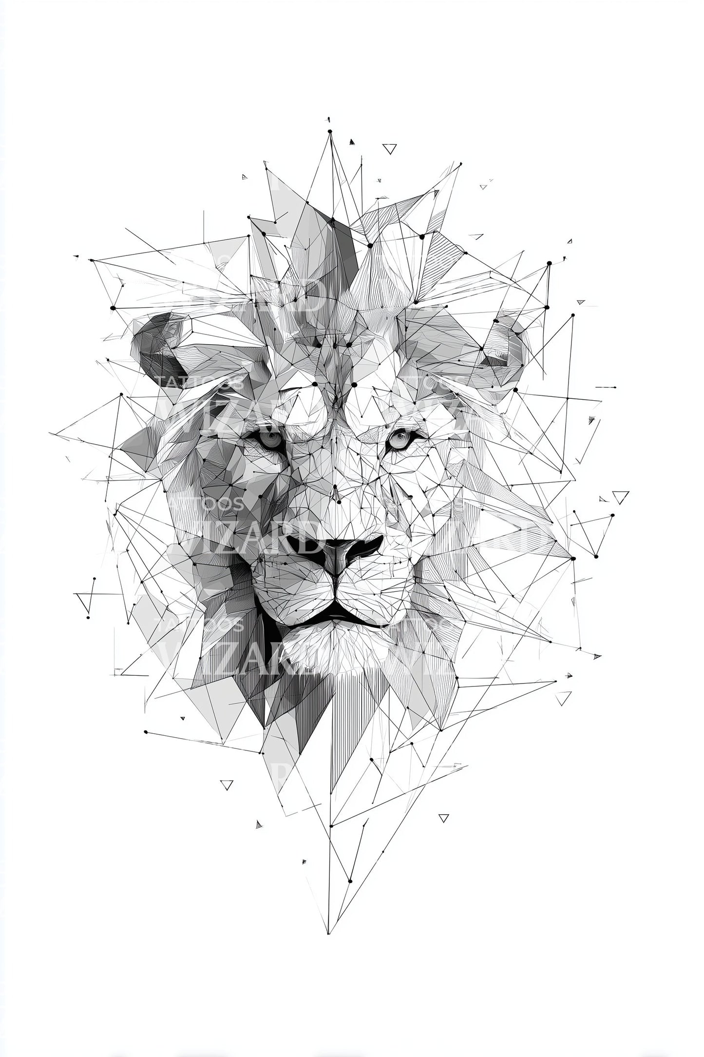 Low Poly Lion Portrait Tattoo Idea