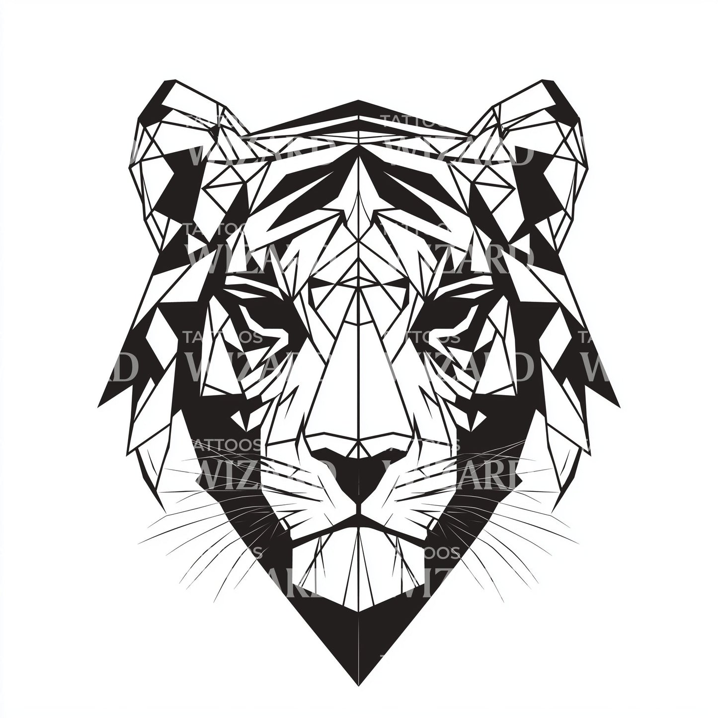 Low Poly Tiger Tattoo Illustration