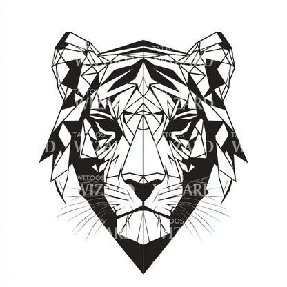 Low Poly Tiger Tattoo Illustration