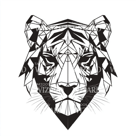 Low Poly Tiger Tattoo Illustration