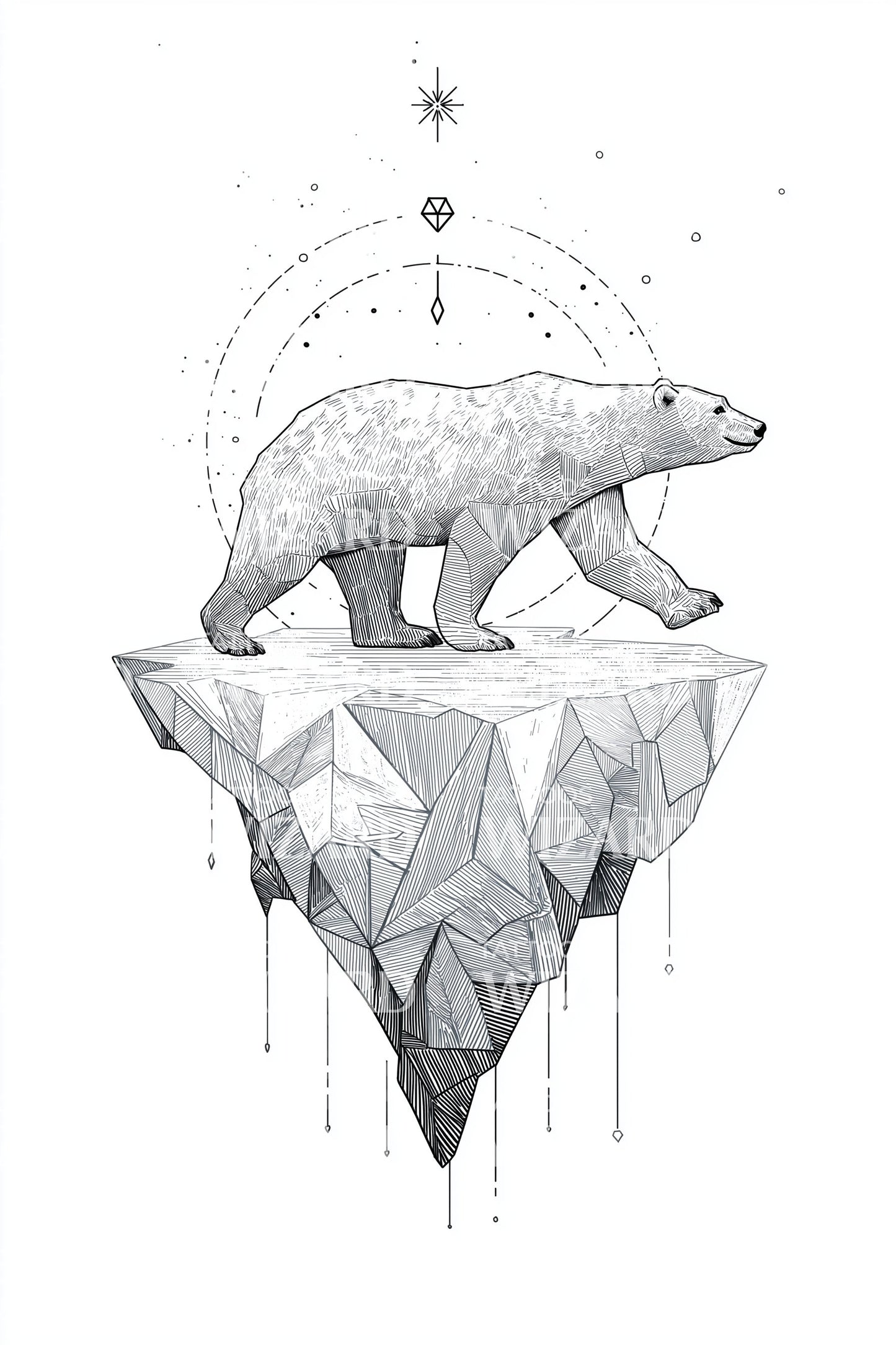 Lowpoly Polar Bear Tattoo Illustration