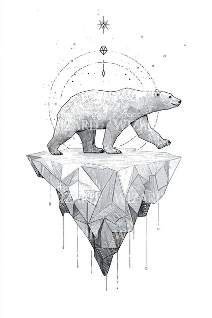 Lowpoly Polar Bear Tattoo Illustration