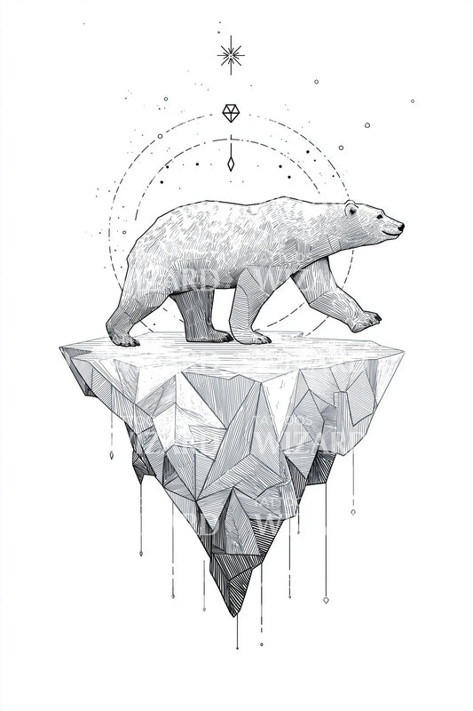Lowpoly Polar Bear Tattoo Illustration