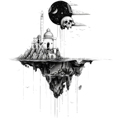 Doomed City of Atlantis Tattoo Design