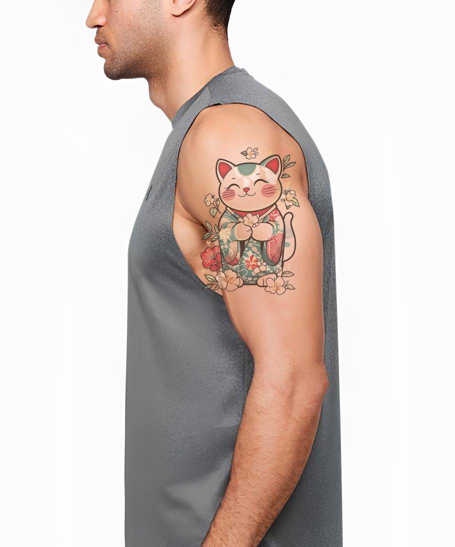 Lucky Fortune Cat Tattoo Design