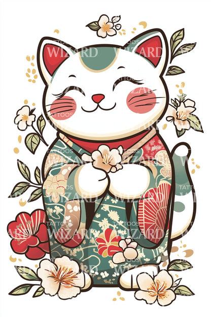Design tatuaggio Gatto della Fortuna Fortunato