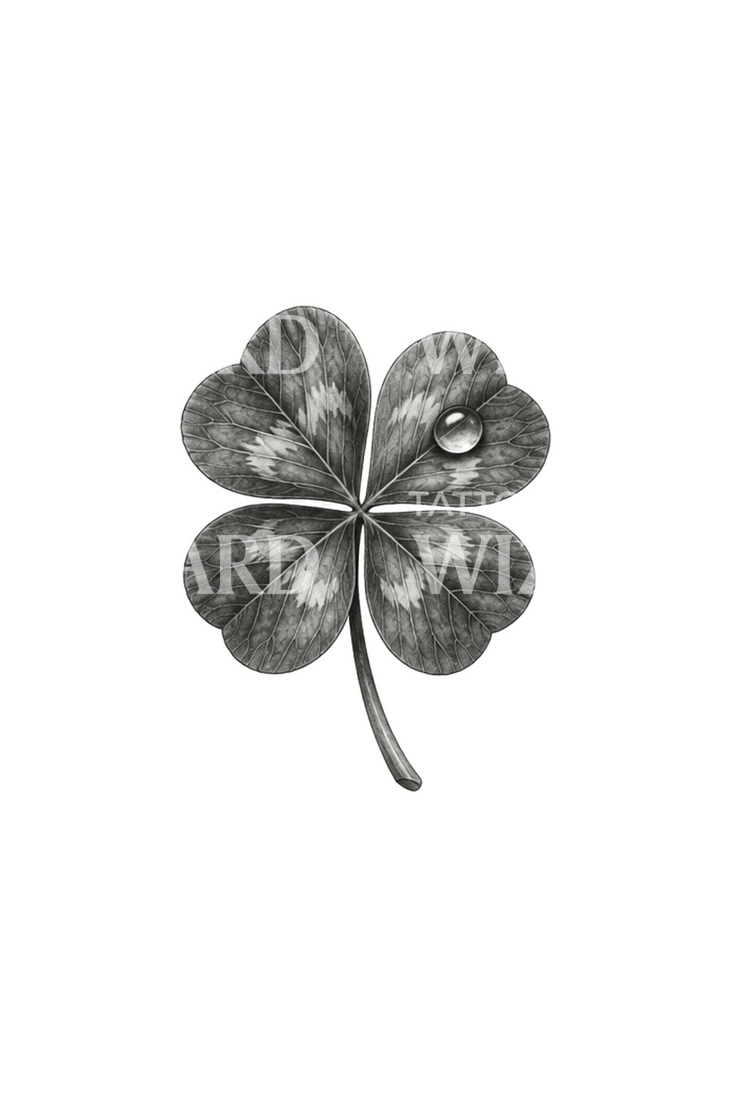Lucky Quatrefoil with Dew Bead Realism Tattoo Idea