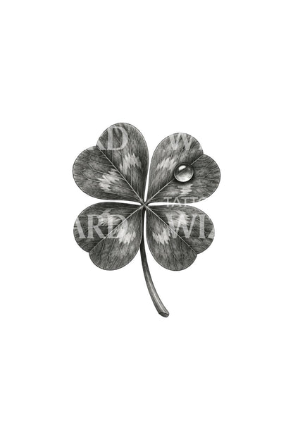 Lucky Quatrefoil with Dew Bead Realism Tattoo Idea